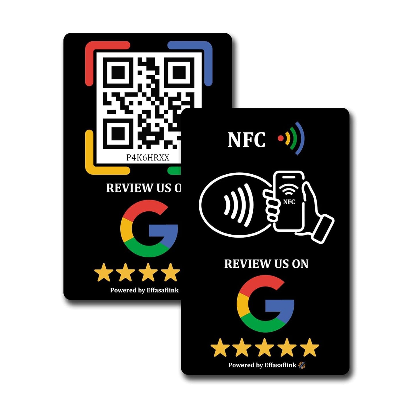 Effasaflink Google Review PVC Card, Google Review Tap Tag, Google Review Sign, Boost Customer Reviews, Tap NFC & Scan QR Code, for iPhone & Android, One-time Purchase for Lifetime Use