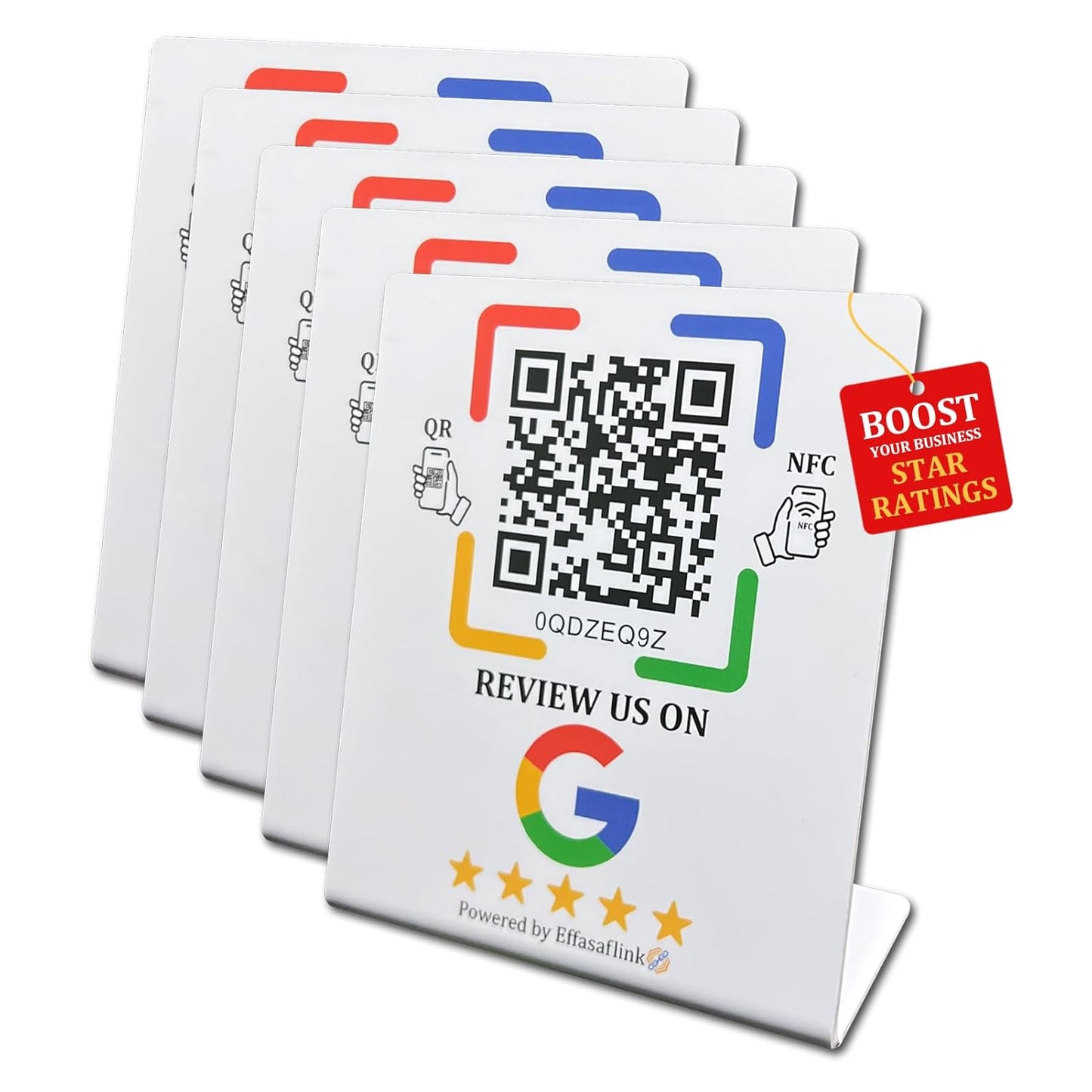 Effasaflink Plastic Stand with NFC Chip & QR Code - Compatible with Google Business Page for Customer Reviews, No Monthly Fees, Boost Business Reviews, Small Business Essentials, for iPhone & Android