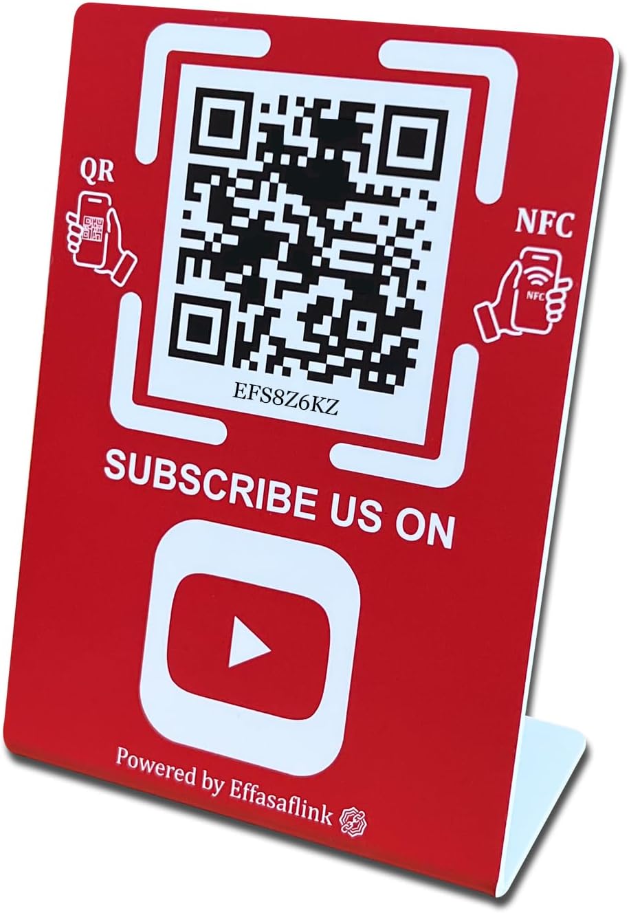 Effasaflink Stand-Up QR & NFC Sign for Storefront – Easy and Fast Access to Social Media Page for Customers – Perfect for Promoting Social Media Following