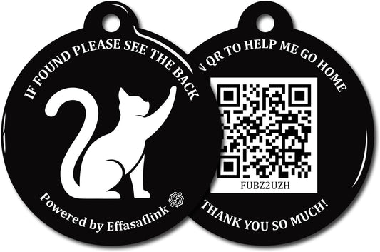 Effasaflink RFID 134.2Khz & QR Code Pet ID Tag, Collar Tag, Dual Function - Scan QR for Helping Lost Pets Go Home, Replace RFID Microchip for Smart Auto Pet Door and Feeder