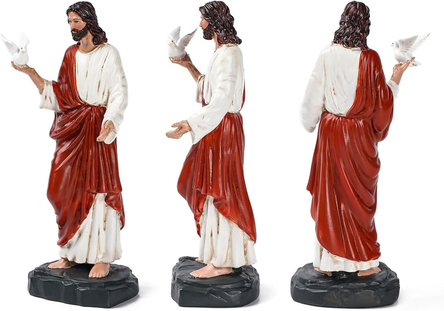 Effasaflink Jesus with Dove Resin Sculpture - 7 Inch Religious Figurine with NFC Technology for Daily Bible Readings - Inspirational Christian Gift