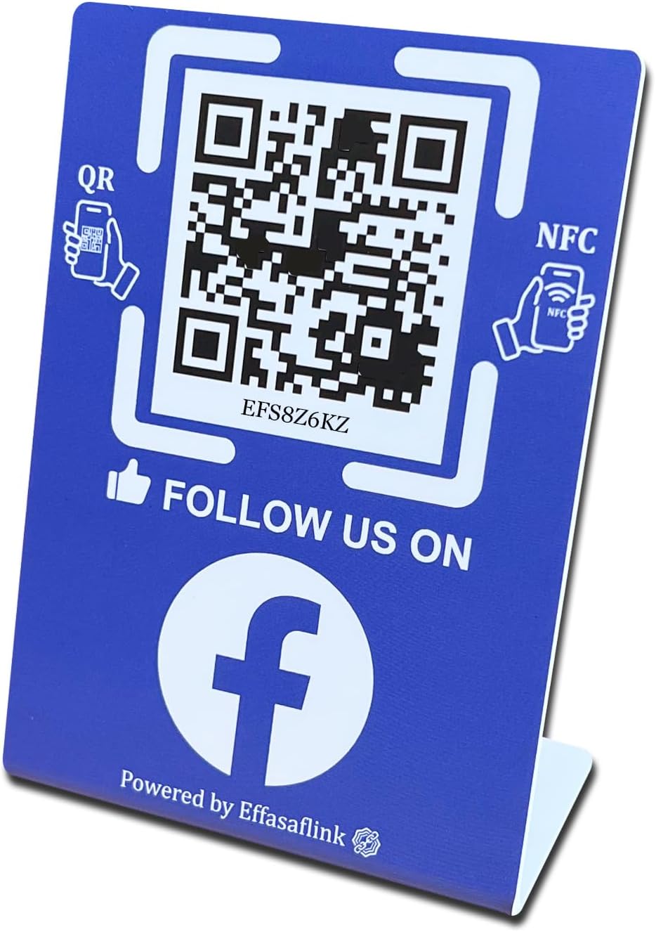 Effasaflink Stand-Up QR & NFC Sign for Storefront – Easy and Fast Access to Social Media Page for Customers – Perfect for Promoting Social Media Following