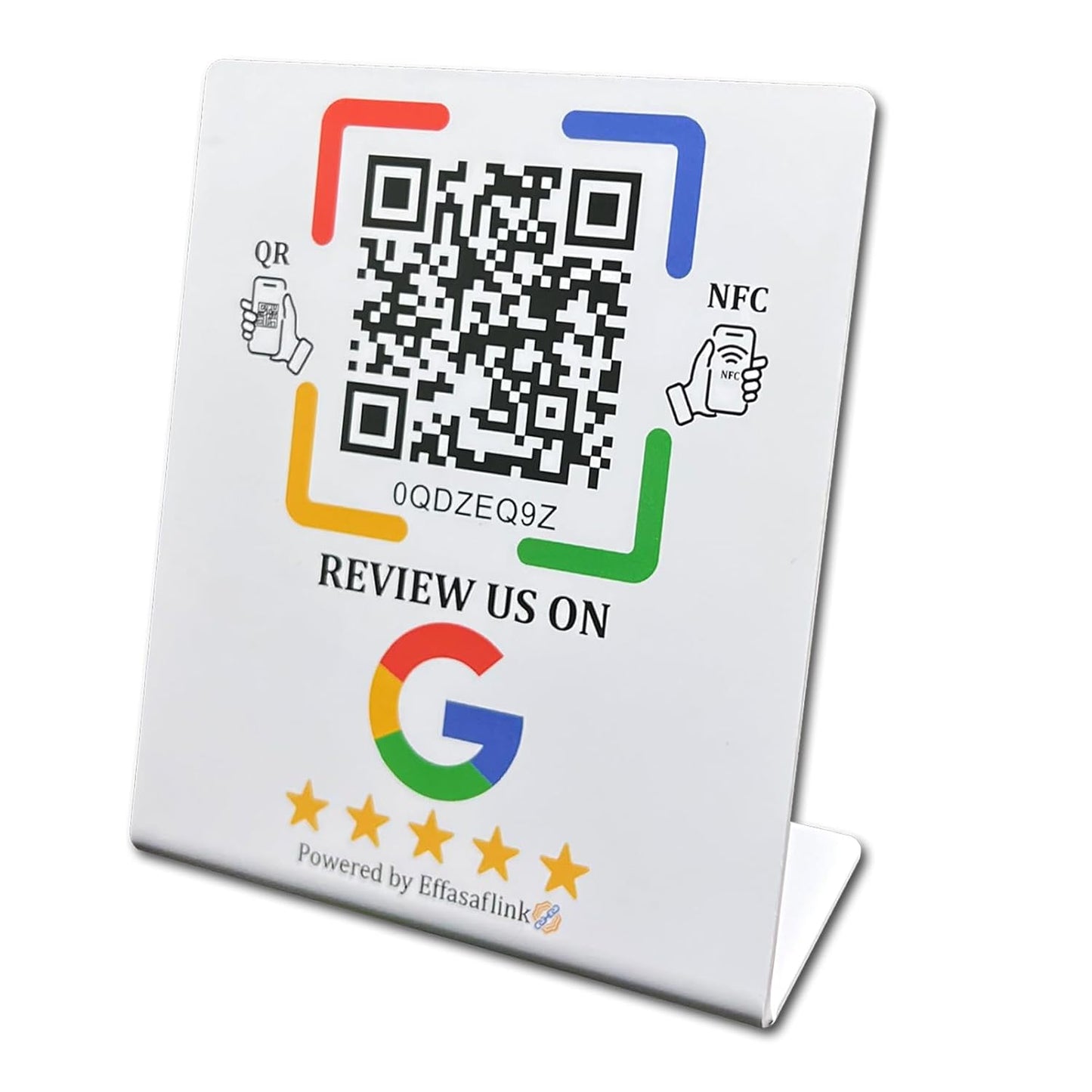 Effasaflink Plastic Stand with NFC Chip & QR Code - Compatible with Google Business Page for Customer Reviews, No Monthly Fees, Boost Business Reviews, Small Business Essentials, for iPhone & Android