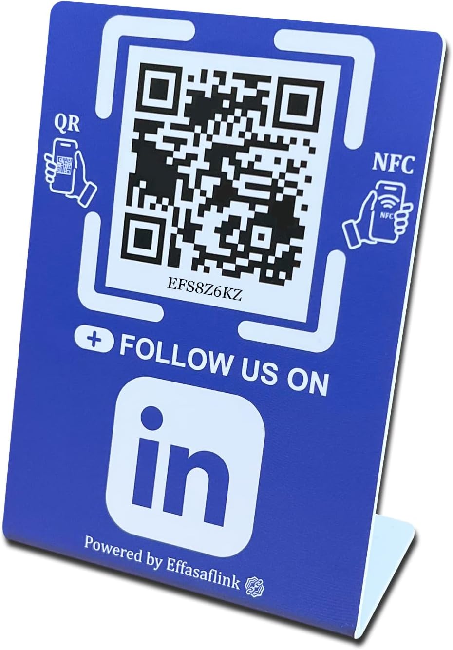 Effasaflink Stand-Up QR & NFC Sign for Storefront – Easy and Fast Access to Social Media Page for Customers – Perfect for Promoting Social Media Following