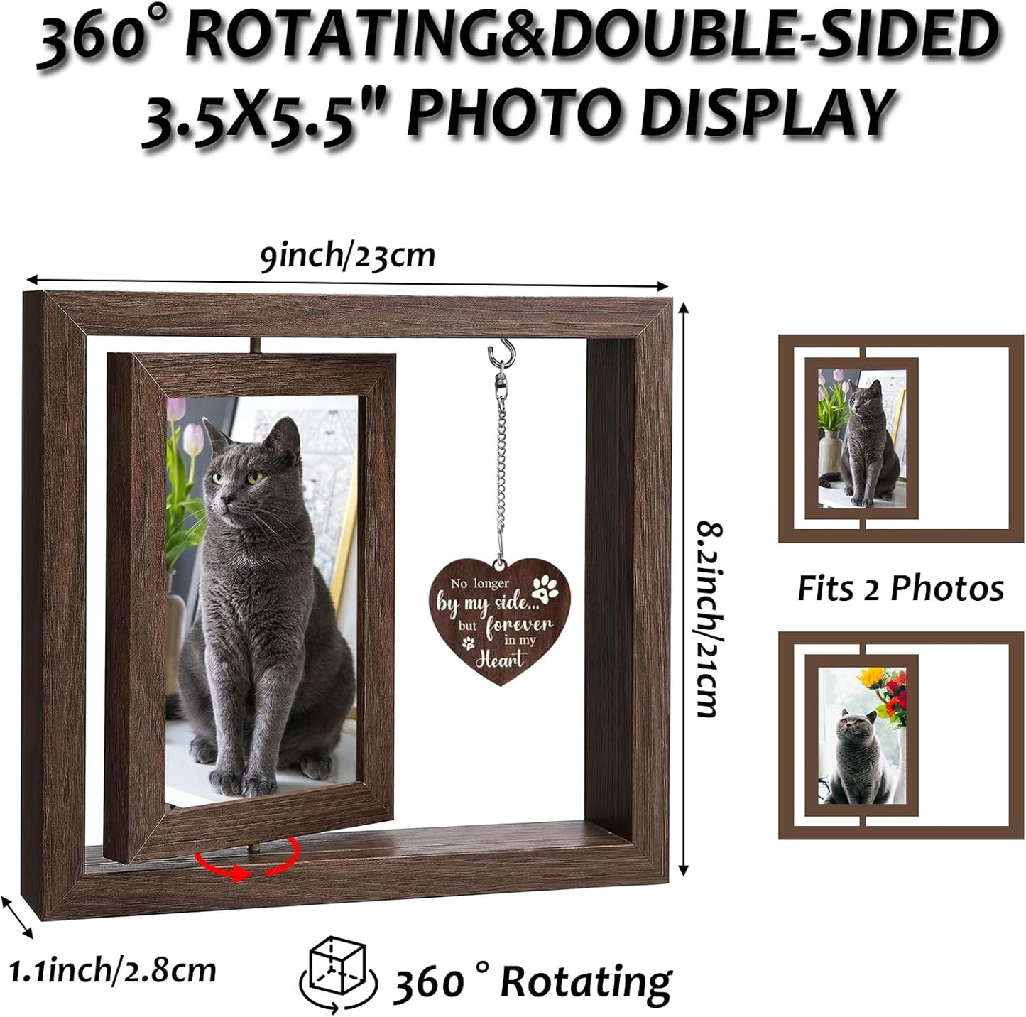 Effasaflink Pet Memorial Picture Frame with NFC – 9"x8" Wooden Frame for 2 Photos – Customizable Tribute Page for Your Beloved Pet with Uploads & Music