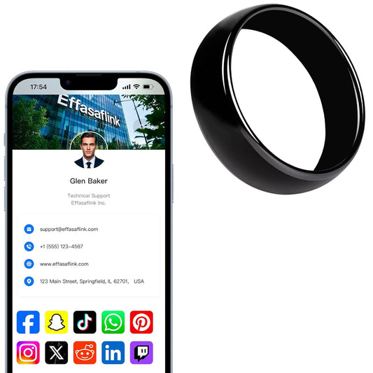 Effasaflink Digital Business Card, Customized Online Profile, NFC Ring, Tap to Share Social Information, for iPhone & Android