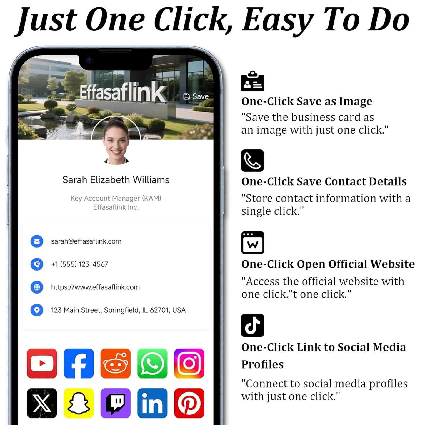 Effasaflink Digital Wood Business Card, Customized Online Profile, Tap NFC or Scan QR Code to Share Social Information, for iPhone & Android