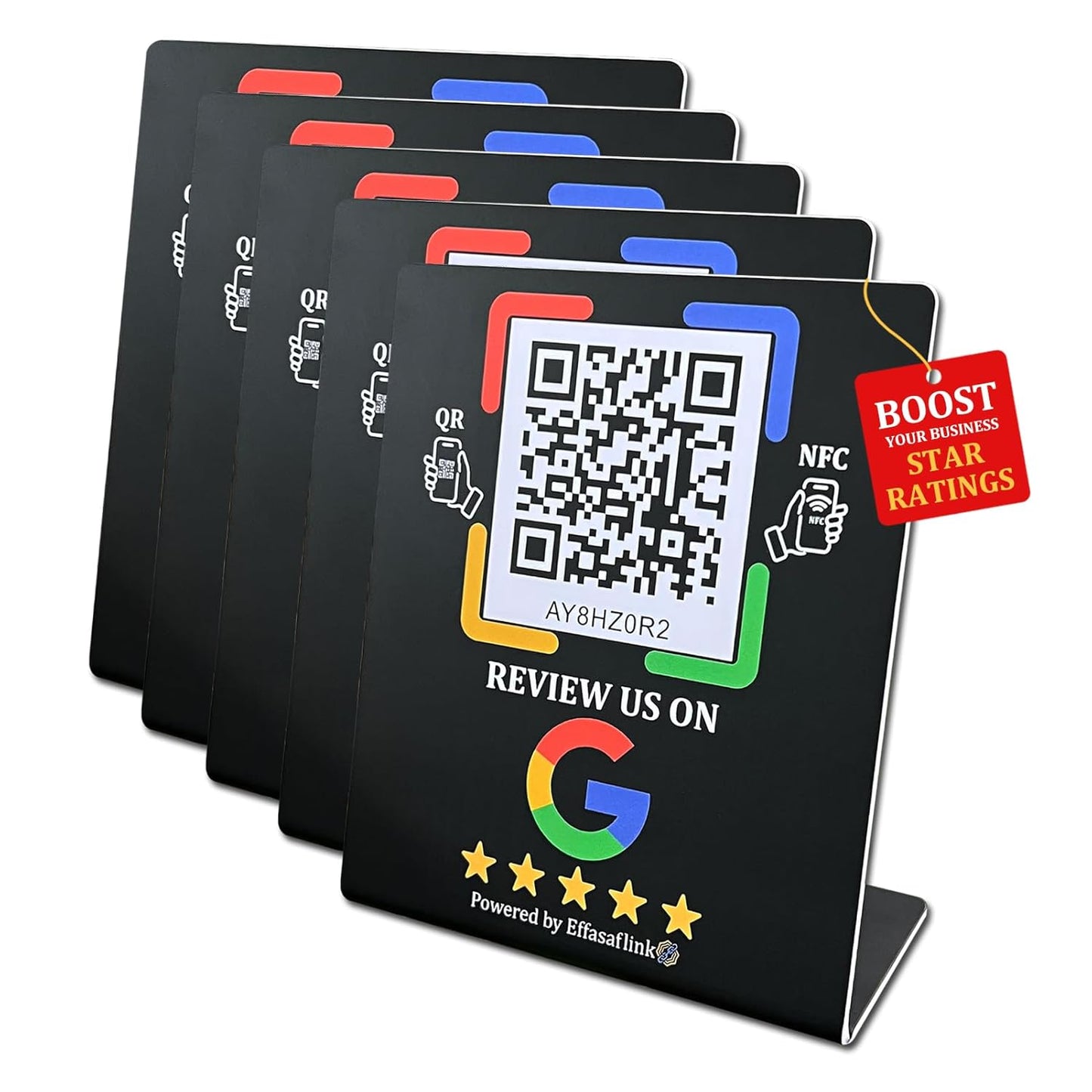 Effasaflink Plastic Stand with NFC Chip & QR Code - Compatible with Google Business Page for Customer Reviews, No Monthly Fees, Boost Business Reviews, Small Business Essentials, for iPhone & Android