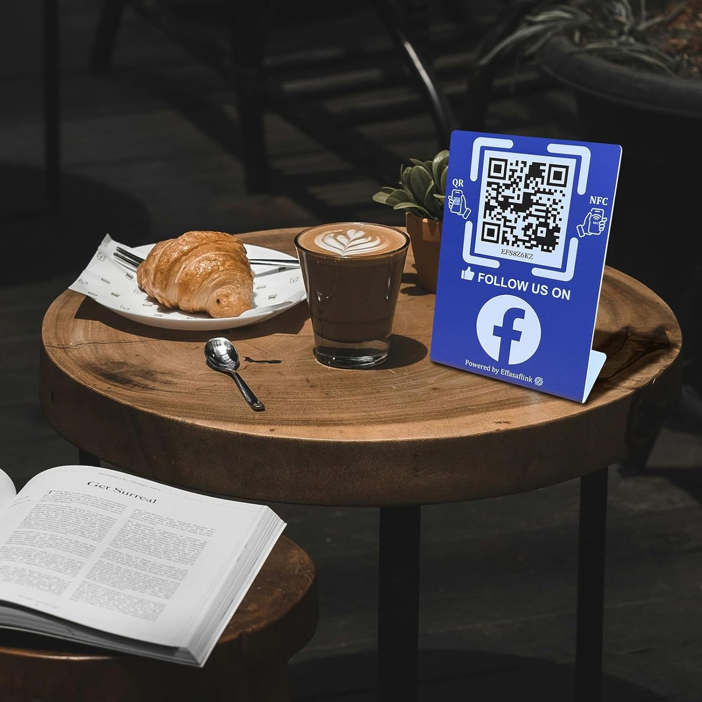 Effasaflink Stand-Up QR & NFC Sign for Storefront – Easy and Fast Access to Social Media Page for Customers – Perfect for Promoting Social Media Following