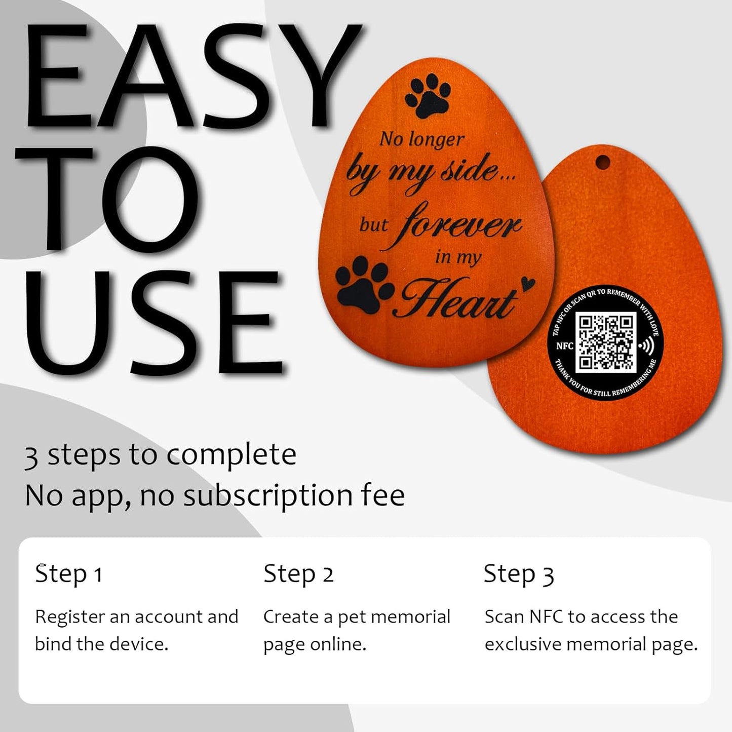 Effasaflink Pet Memorial Wind Chime with NFC & QR Code – 25.5" Wooden & Aluminum Chime with Custom Online Tribute – Upload Photos, Messages & Music for Your Beloved Pet