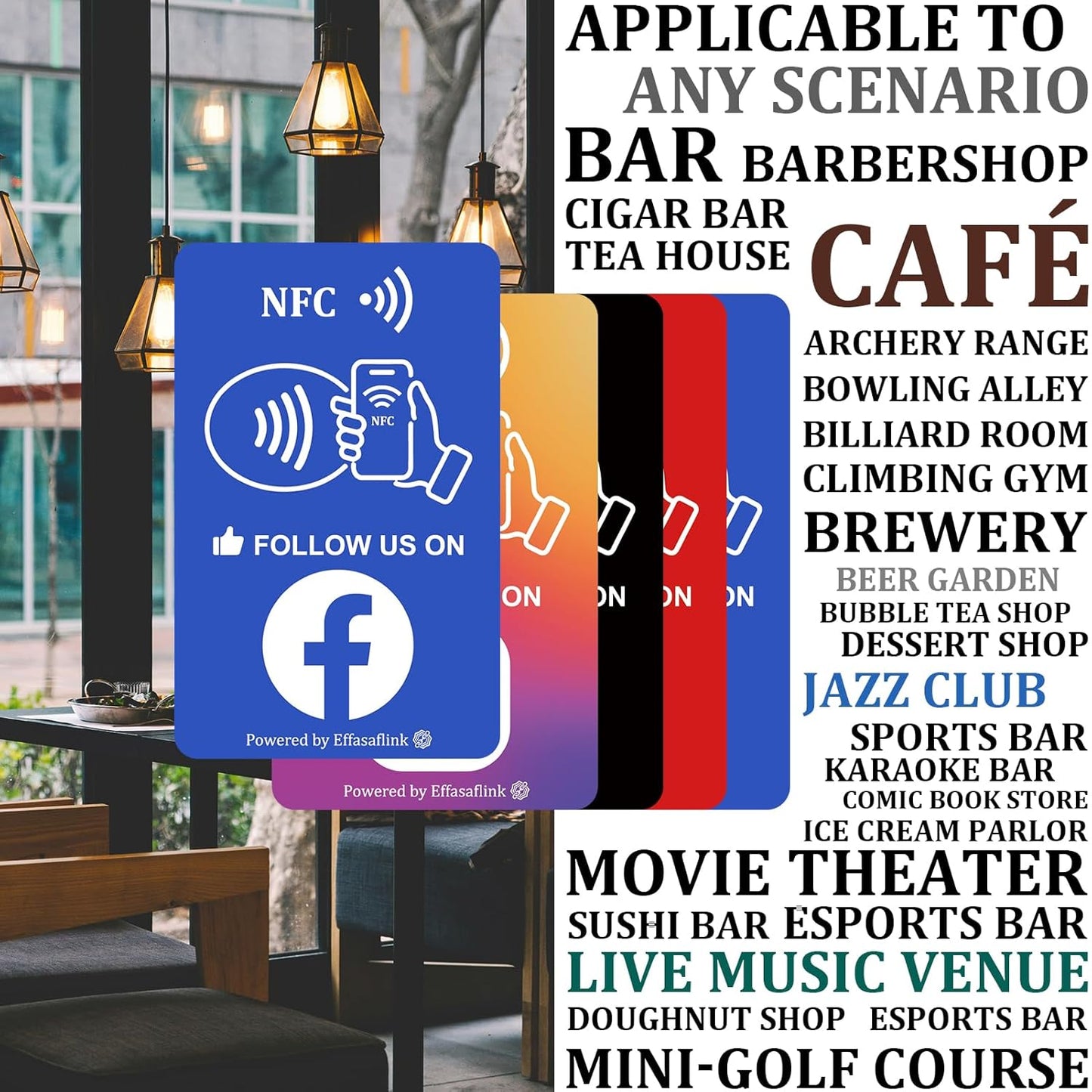 Effasaflink QR & NFC PVC Card for Small Business – Easy and Fast Access to Social Media Page for Customers – Perfect for Promoting Social Media Following