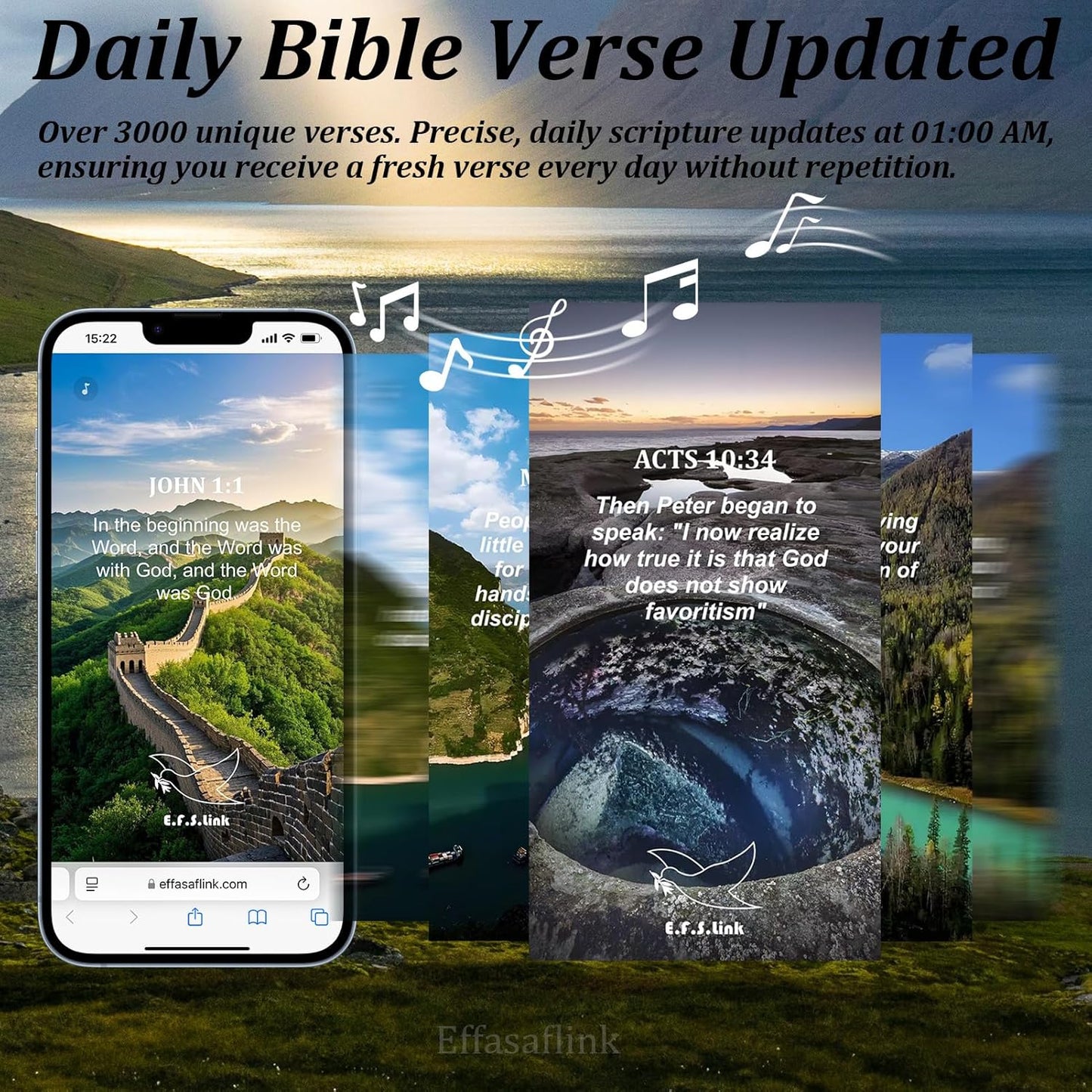 Effasaflink Daily Bible Verse Bracelet, Christian Daily Devotional Bracelet, NFC Elastic Wristband, Wrist Strap for Women Men Teens, Give you Inspiration and Strength Every Day