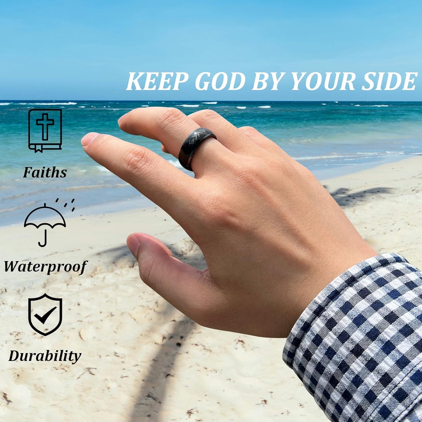 Effasaflink Daily Bible Verse Ring, Christian Devotional Ring, Works Like Daily Bible Verse Bracelet, Finger ring for Women Men Teens, Give you Inspiration and Strength Every Day