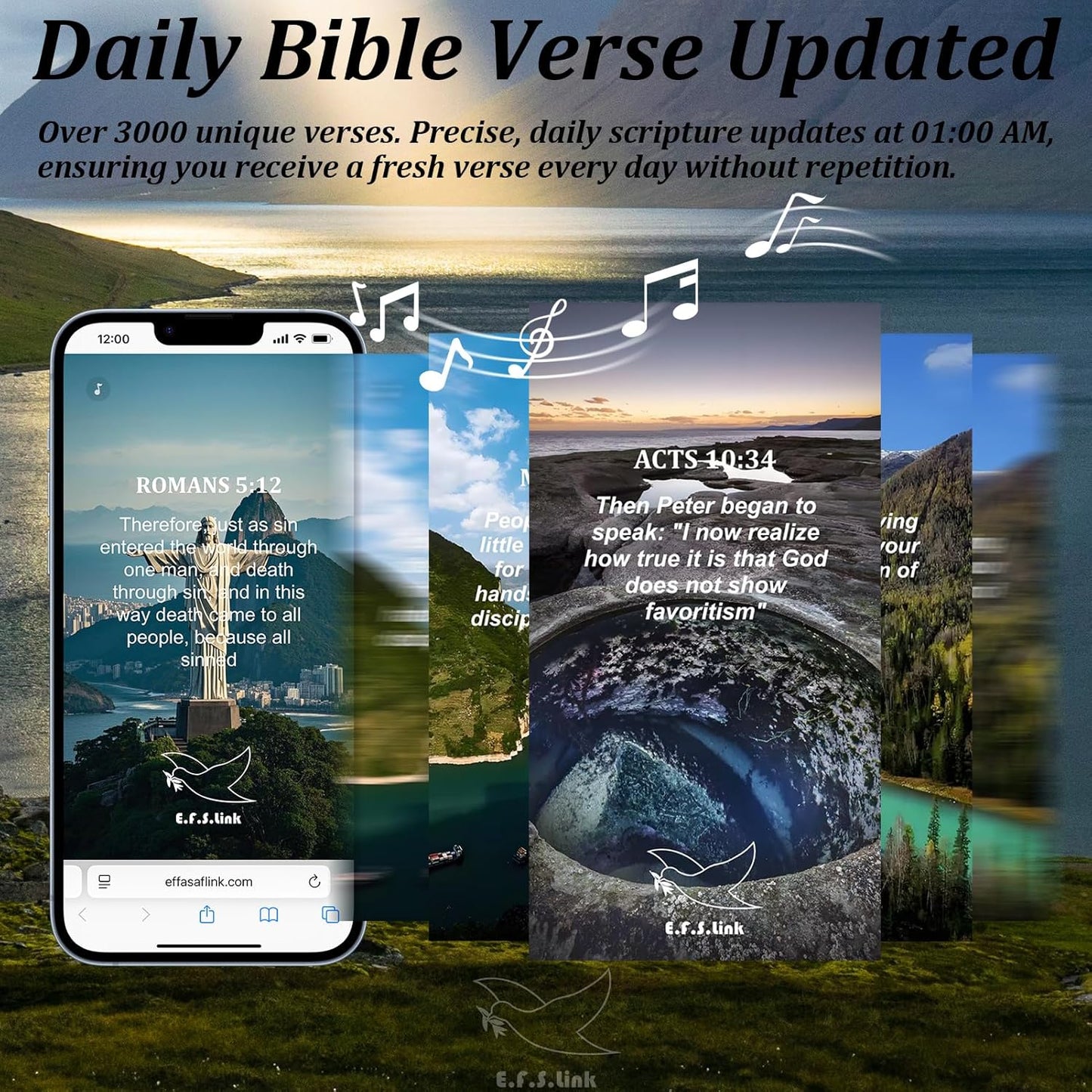 Effasaflink Daily Bible Verse Ring, Christian Devotional Ring, Works Like Daily Bible Verse Bracelet, Finger ring for Women Men Teens, Give you Inspiration and Strength Every Day