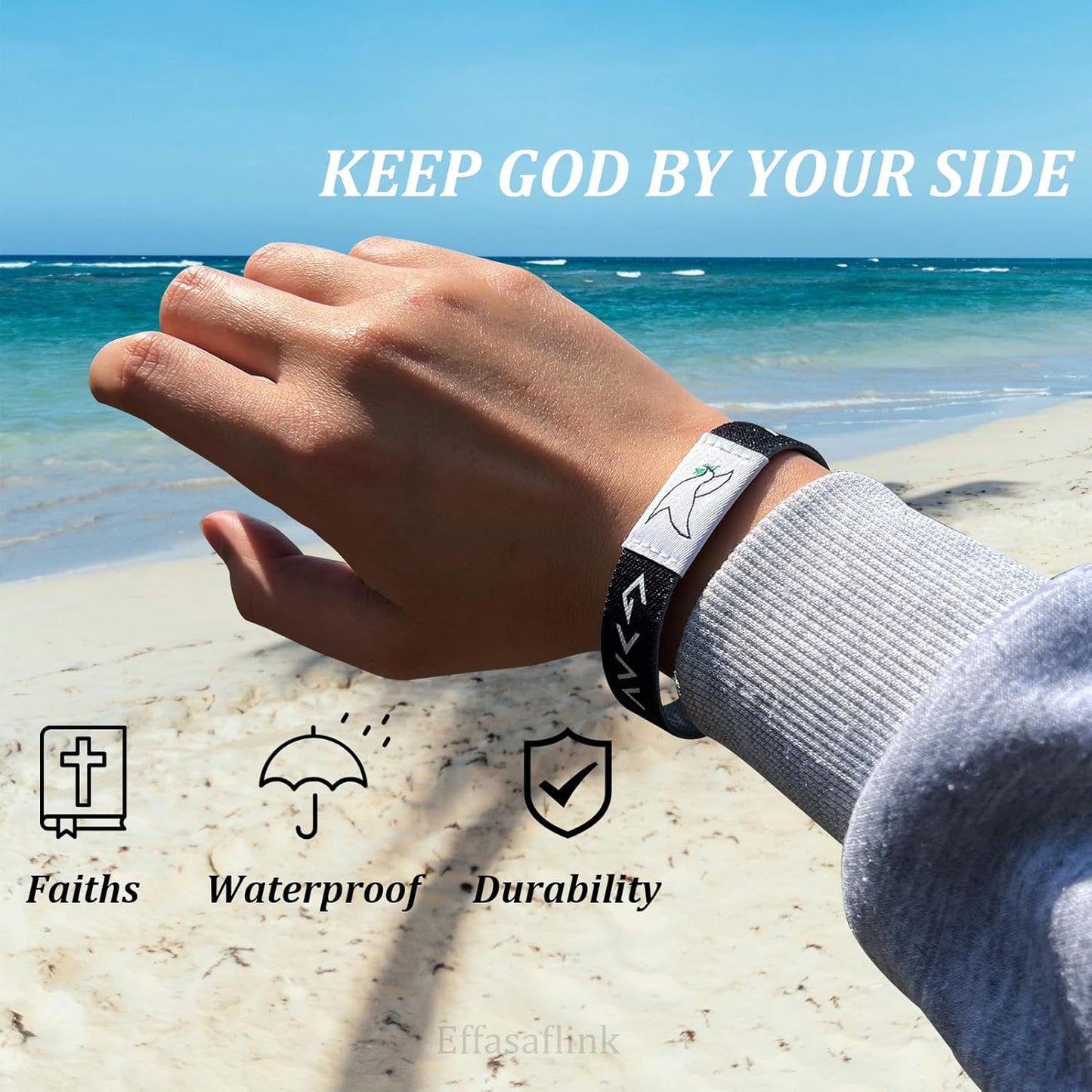 Effasaflink Daily Bible Verse Bracelet, Christian Daily Devotional Bracelet, NFC Elastic Wristband, Wrist Strap for Women Men Teens, Give you Inspiration and Strength Every Day