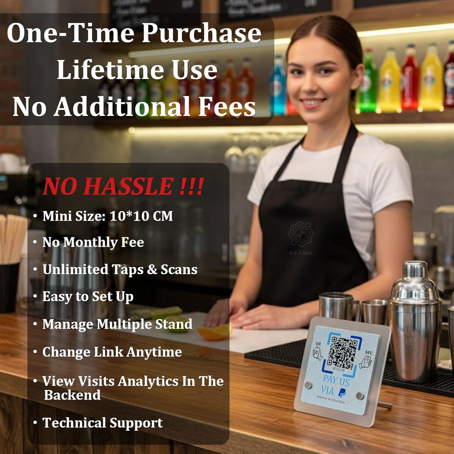 NFC & QR Payment Stand – Acrylic – No Monthly Fee – Cash App Compatible