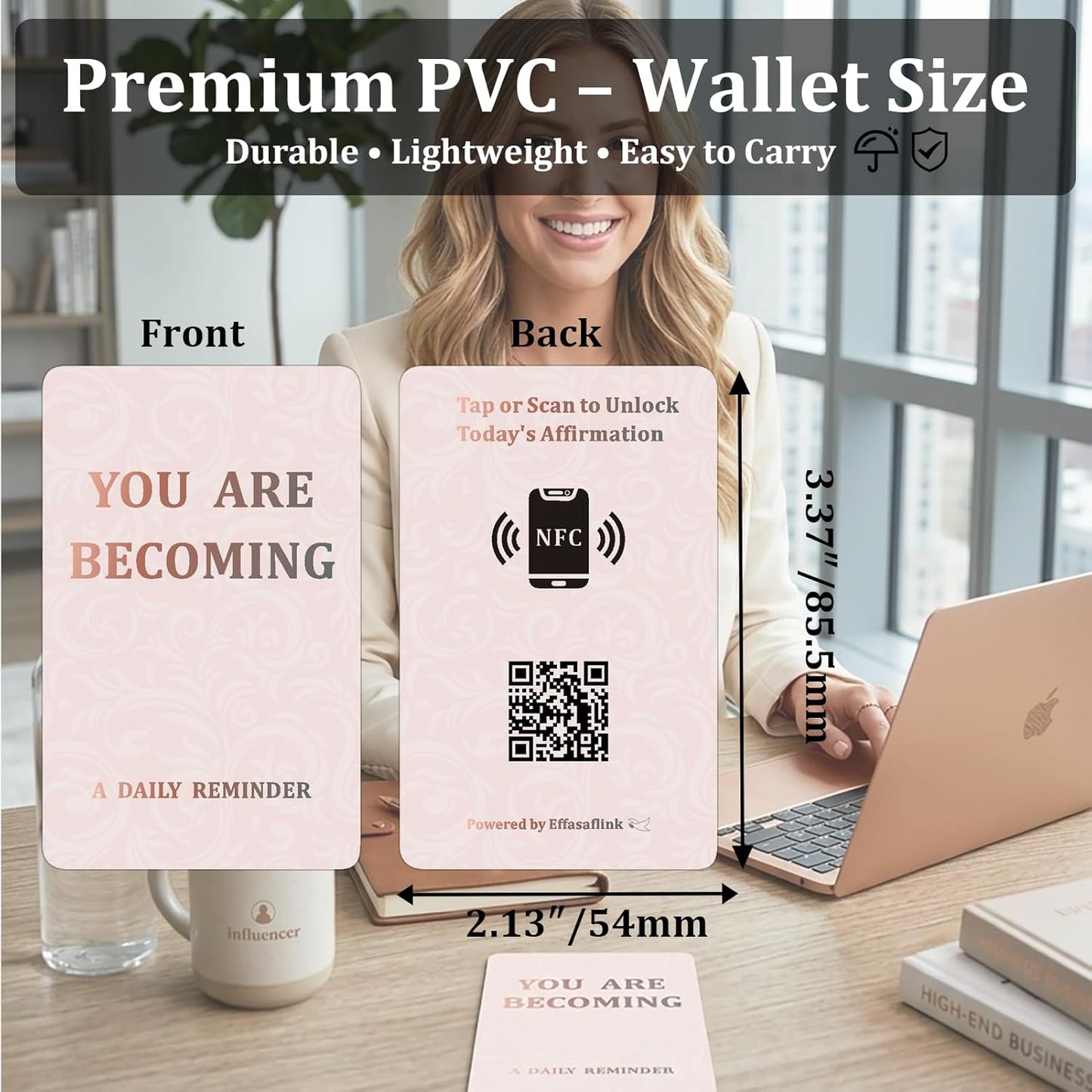 Daily Affirmation NFC Card – For Women – No App, No Subscription – Wallet Size PVC