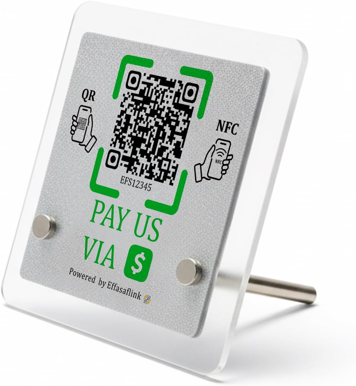NFC & QR Payment Stand – Acrylic – No Monthly Fee – Cash App Compatible