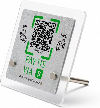 NFC & QR Payment Stand – Acrylic – No Monthly Fee – Cash App Compatible