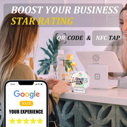 Octagonal Crystal NFC Stand – Google Reviews – No Monthly Fee – No App Needed