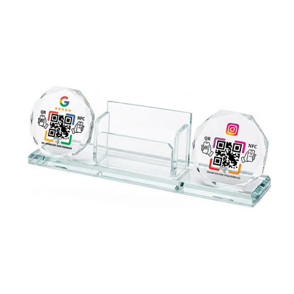 Crystal NFC Stand with Card Holder – Dual Platform – No App, No Monthly Fee