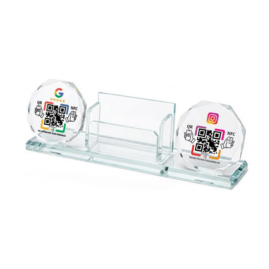 Crystal NFC Stand with Card Holder – Dual Platform – No App, No Monthly Fee