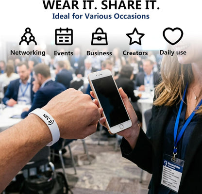 NFC Smart Wristband – Digital Business Card – No App, No Monthly Fee – Waterproof