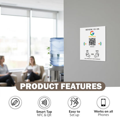 5.7" x 4.9" NFC Sticker – Payments, Reviews & Social – No Monthly Fee – Waterproof PVC