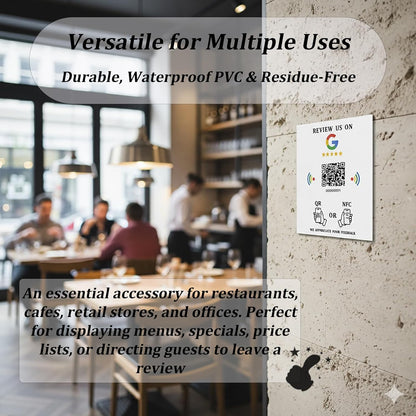 5.7" x 4.9" NFC Sticker – Payments, Reviews & Social – No Monthly Fee – Waterproof PVC