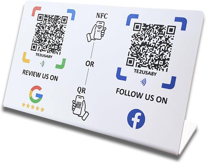 Dual NFC Review & Social Sign – Waterproof PVC – No Monthly Fee