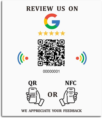 5.7" x 4.9" NFC Sticker – Payments, Reviews & Social – No Monthly Fee – Waterproof PVC