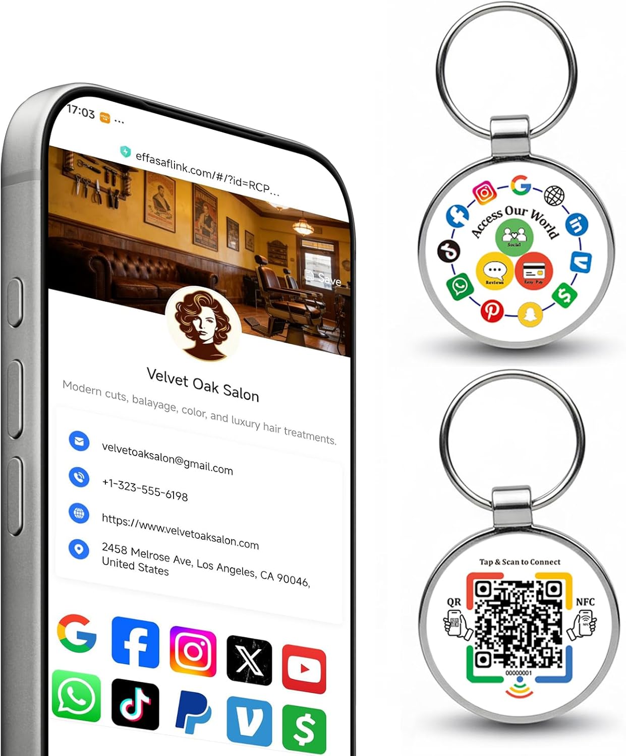 NFC Metal Keychain – Digital Business Card – No Monthly Fee