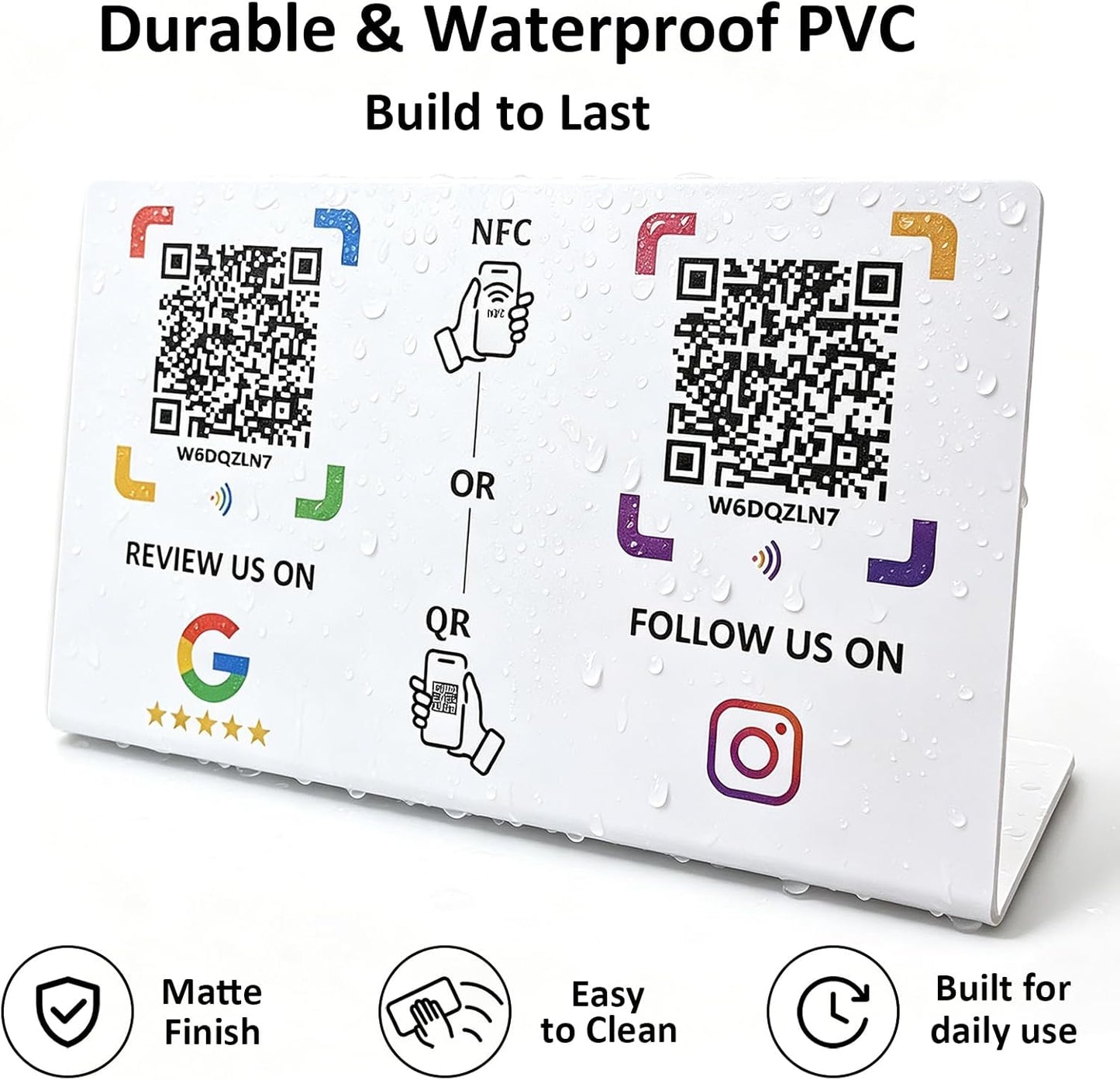 Dual NFC Review & Social Sign – Waterproof PVC – No Monthly Fee