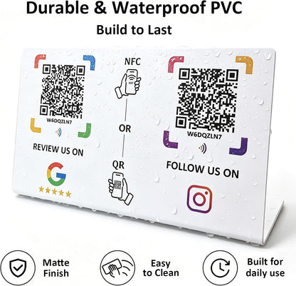 Dual NFC Review & Social Sign – Waterproof PVC – No Monthly Fee
