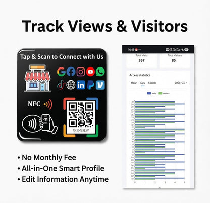 Smart NFC Sticker – Digital Business Card – No Monthly Fee – Editable Profile