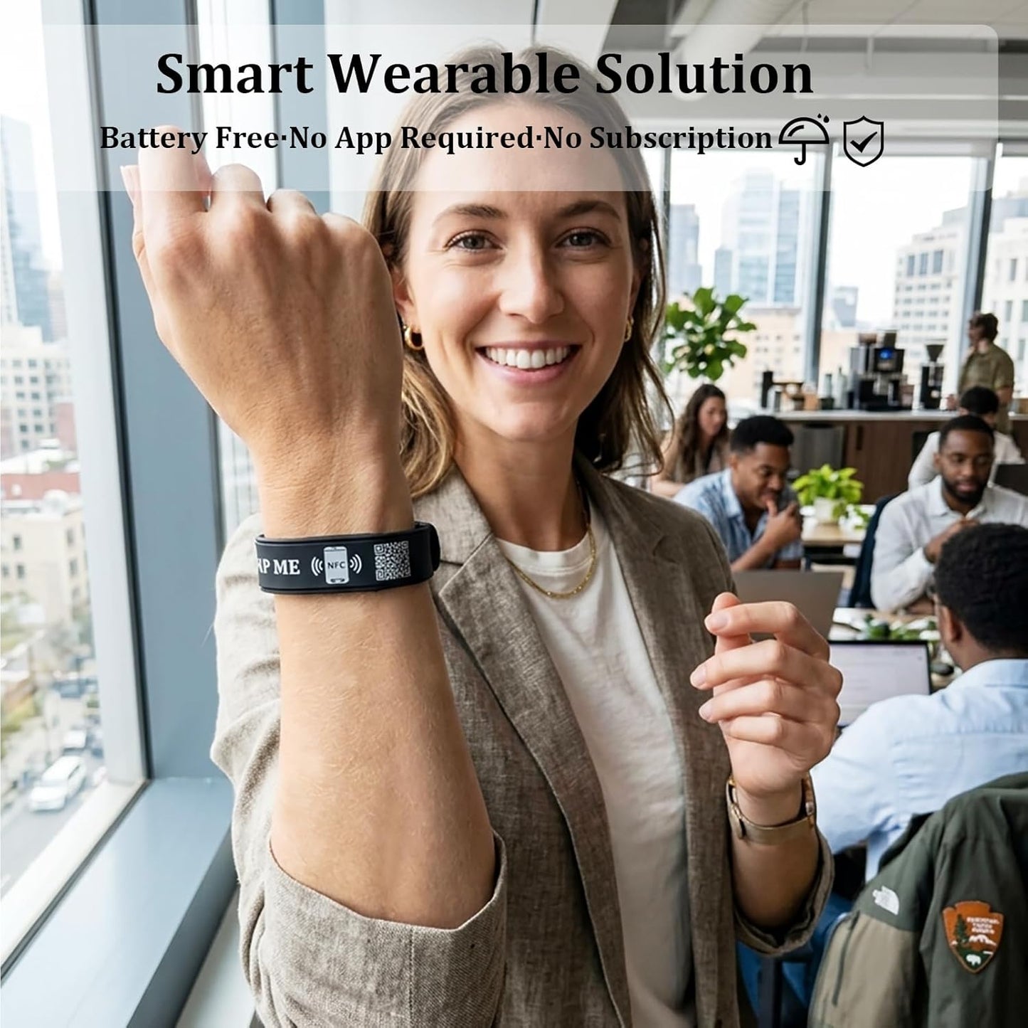 NFC Digital Business Card Wristband – Tap to Share – No App Required – Lifetime Analytics