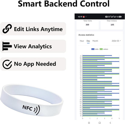 NFC Smart Wristband – Digital Business Card – No App, No Monthly Fee – Waterproof