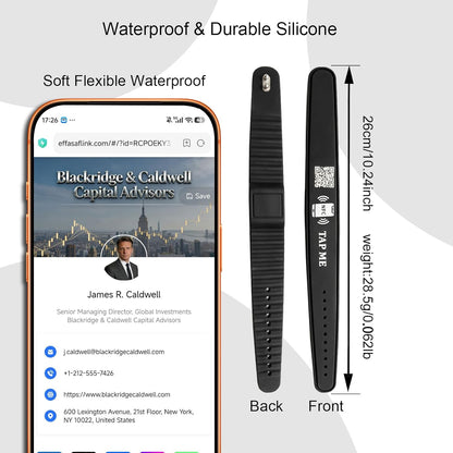 NFC Digital Business Card Wristband – Tap to Share – No App Required – Lifetime Analytics