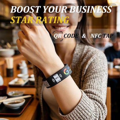 Double Layer NFC Social Wristband – Tap to Review & Follow – Rewritable – Analytics – Waterproof
