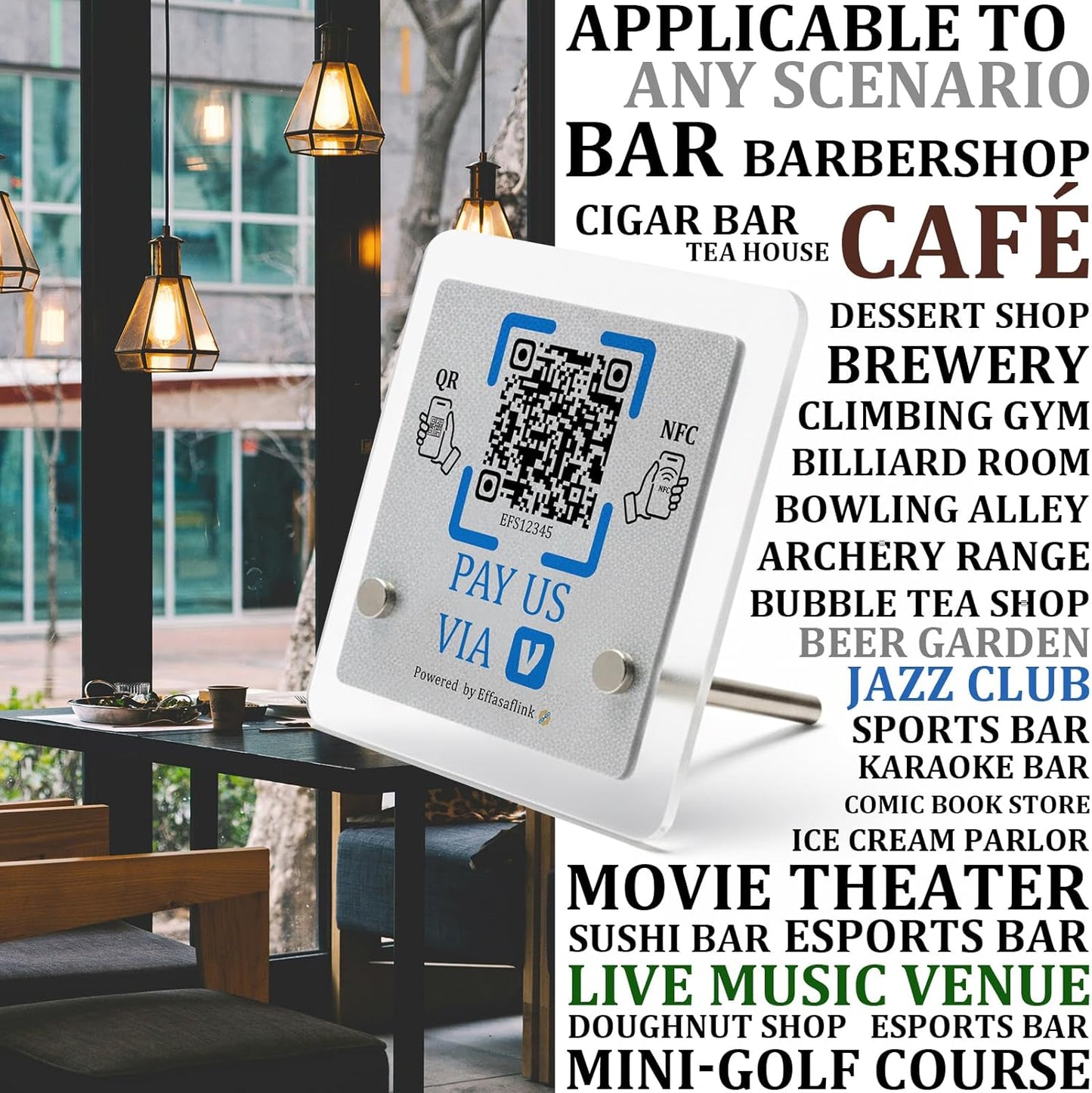 NFC & QR Payment Stand – Acrylic – No Monthly Fee – Cash App Compatible