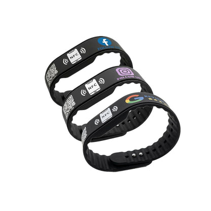 Double Layer NFC Social Wristband – Tap to Review & Follow – Rewritable – Analytics – Waterproof
