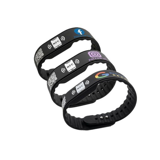 Double Layer NFC Social Wristband – Tap to Review & Follow – Rewritable – Analytics – Waterproof