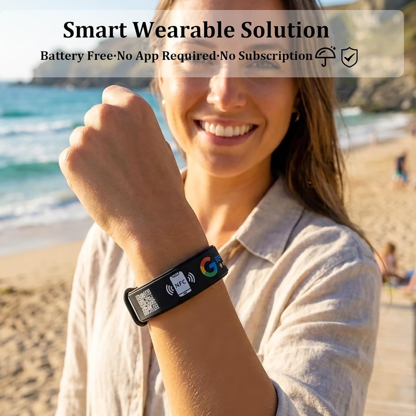 Double Layer NFC Social Wristband – Tap to Review & Follow – Rewritable – Analytics – Waterproof