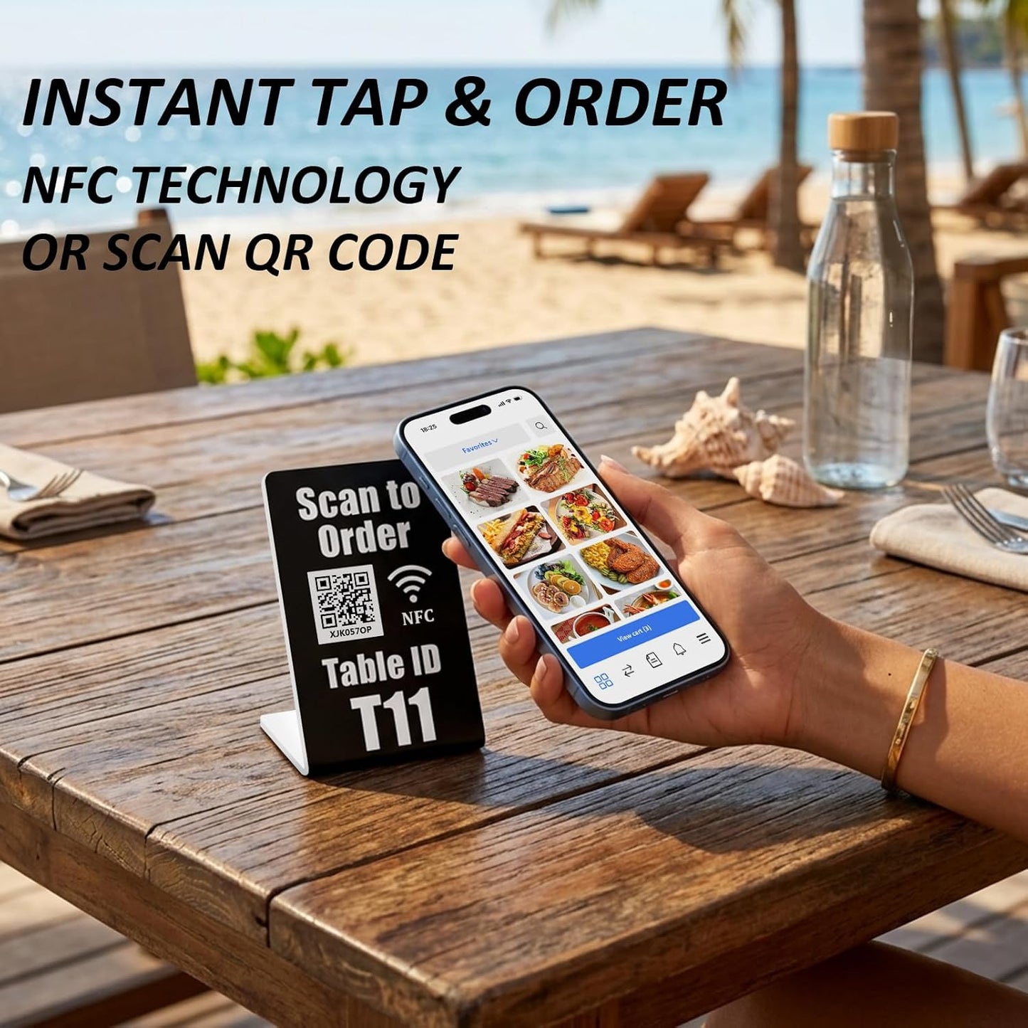 Smart QR& NFC Table Tents – Contactless Ordering – Works with Toast & Square