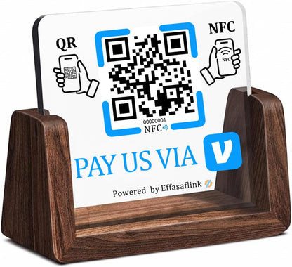 Wooden NFC Stand – Reviews, Social, Payment – No Monthly Fee - No App Needed