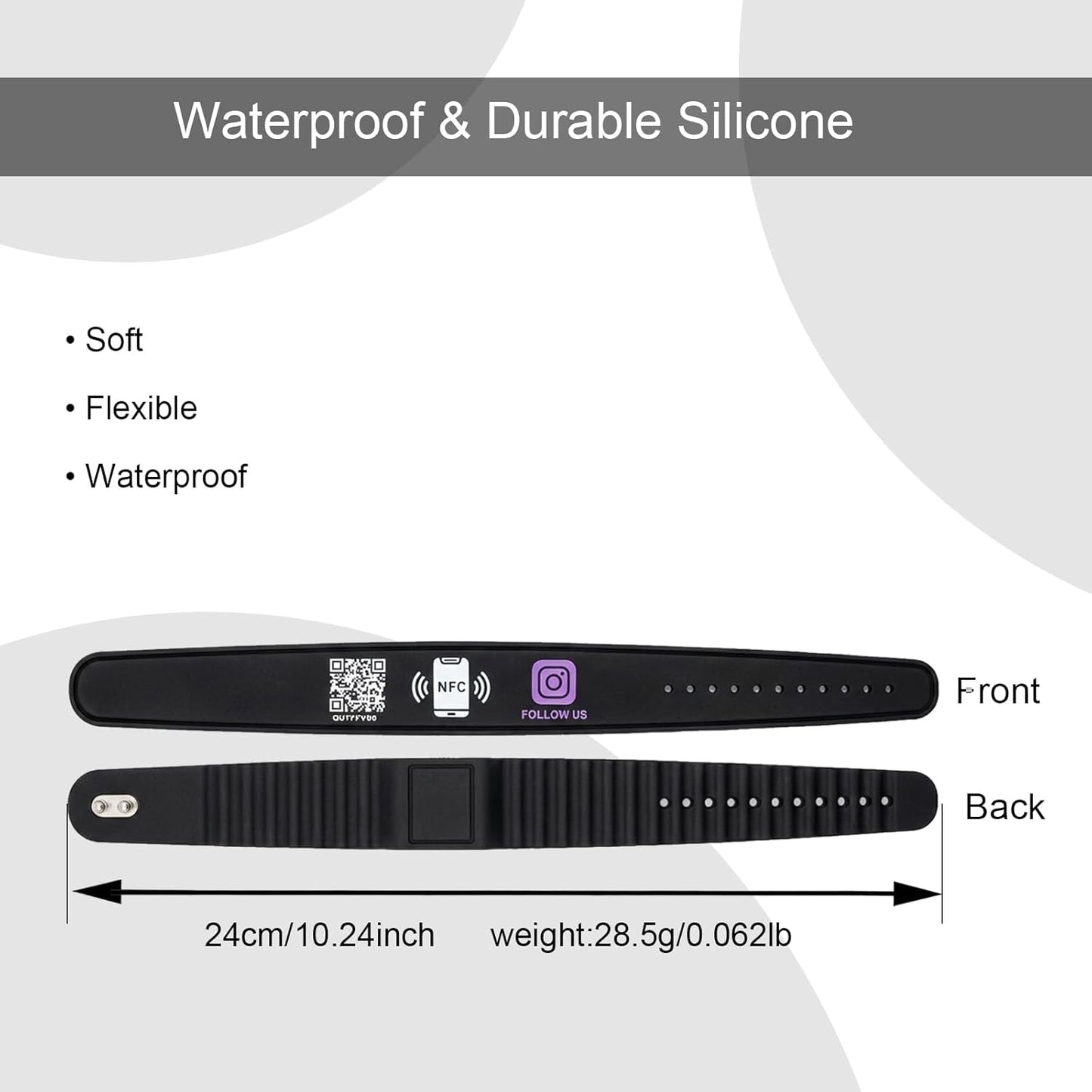 Double Layer NFC Social Wristband – Tap to Review & Follow – Rewritable – Analytics – Waterproof