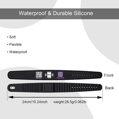 Double Layer NFC Social Wristband – Tap to Review & Follow – Rewritable – Analytics – Waterproof
