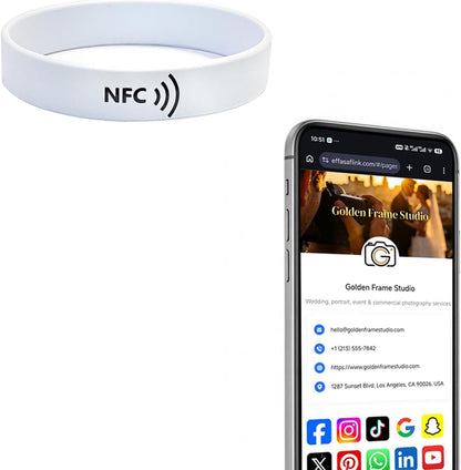 NFC Smart Wristband – Digital Business Card – No App, No Monthly Fee – Waterproof