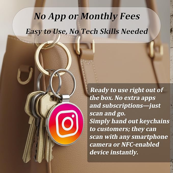 NFC Keychain for Reviews & Social Media – Metal Epoxy – No App, No Monthly Fee