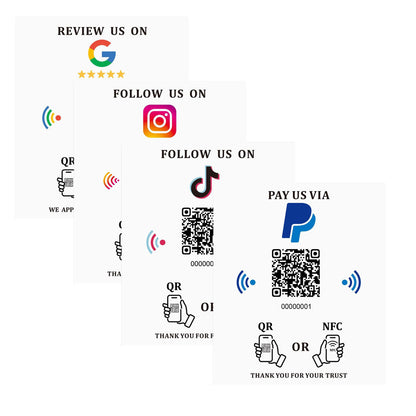 5.7" x 4.9" NFC Sticker – Payments, Reviews & Social – No Monthly Fee – Waterproof PVC